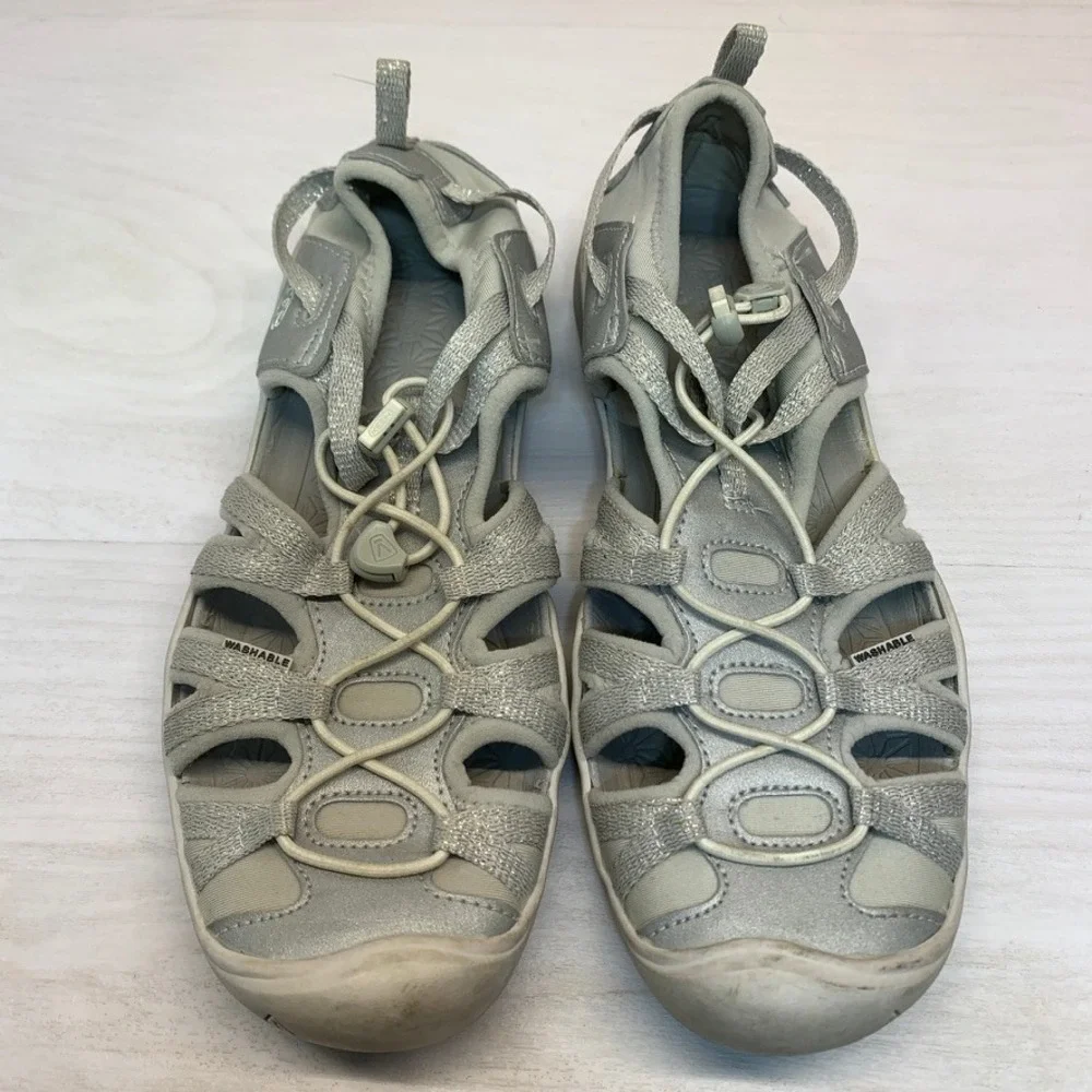 Keen Girls 5 Rose Sandal Metallic Silver Shimmer Hiking Water Shoe 1016360